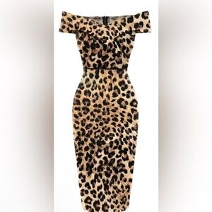 RETRO STAGE LEOPARD PENCIL DRESS 🐆🤎🖤